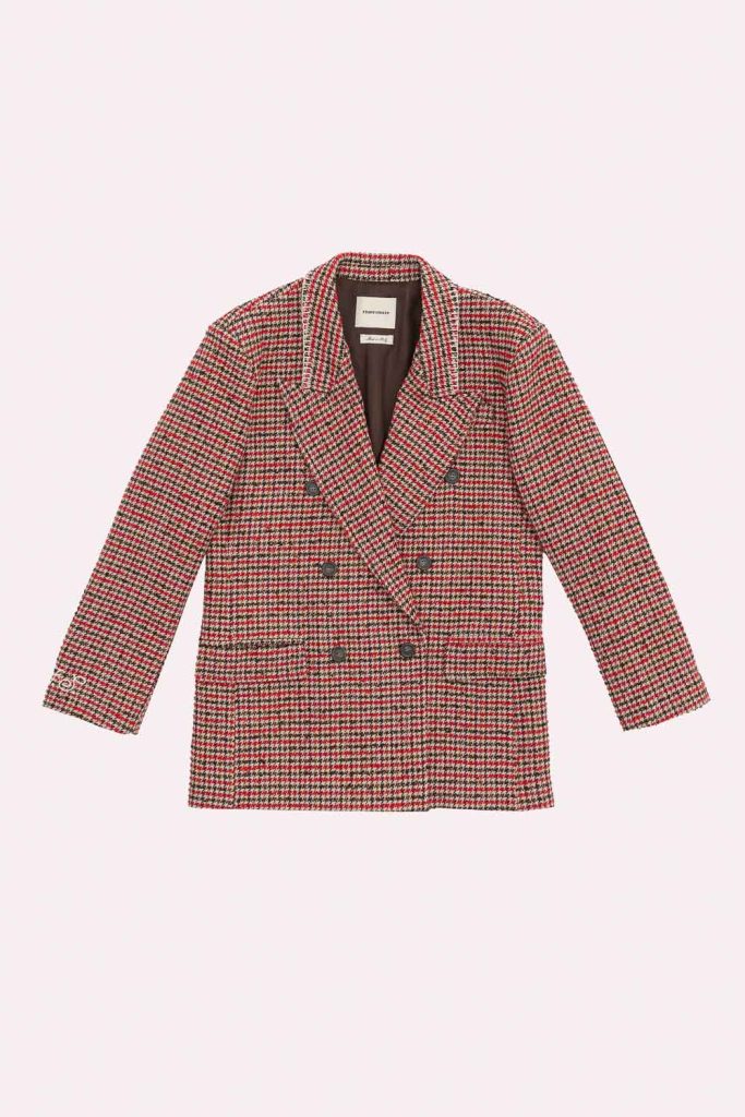 PIED DE POULE DOUBLE-BREASTED BLAZER 